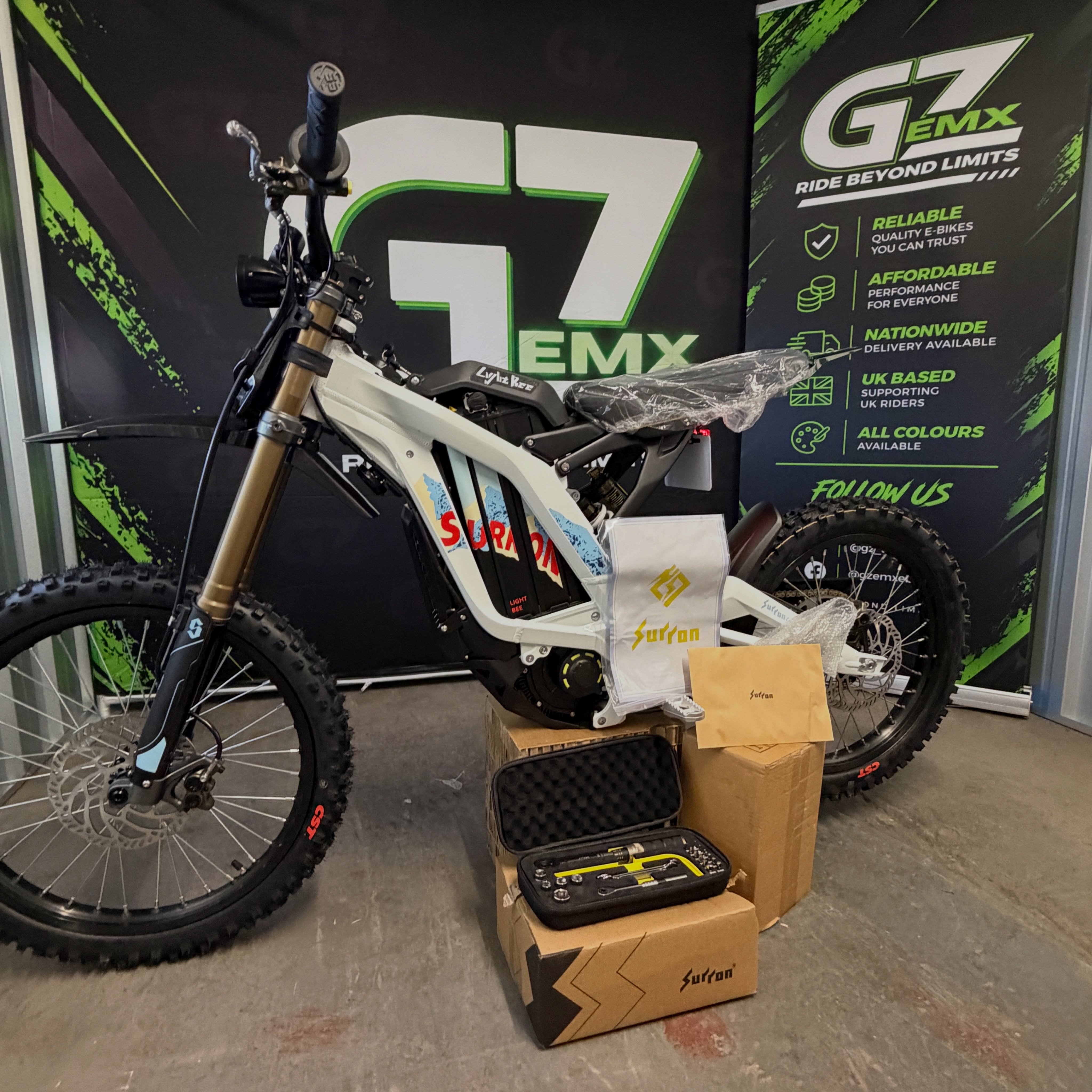 White Sur-Ron Light Bee X at GZ EMX